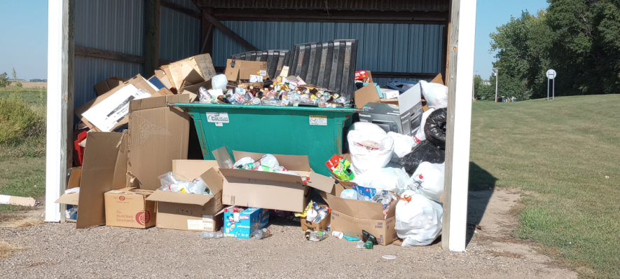 This photo of the Beaver Creek rural recycling shed was taken two weeks ago. It illustrates the perpetual state of overflowing materials that often find their way into neighboring city yards and properties. Submitted Photo