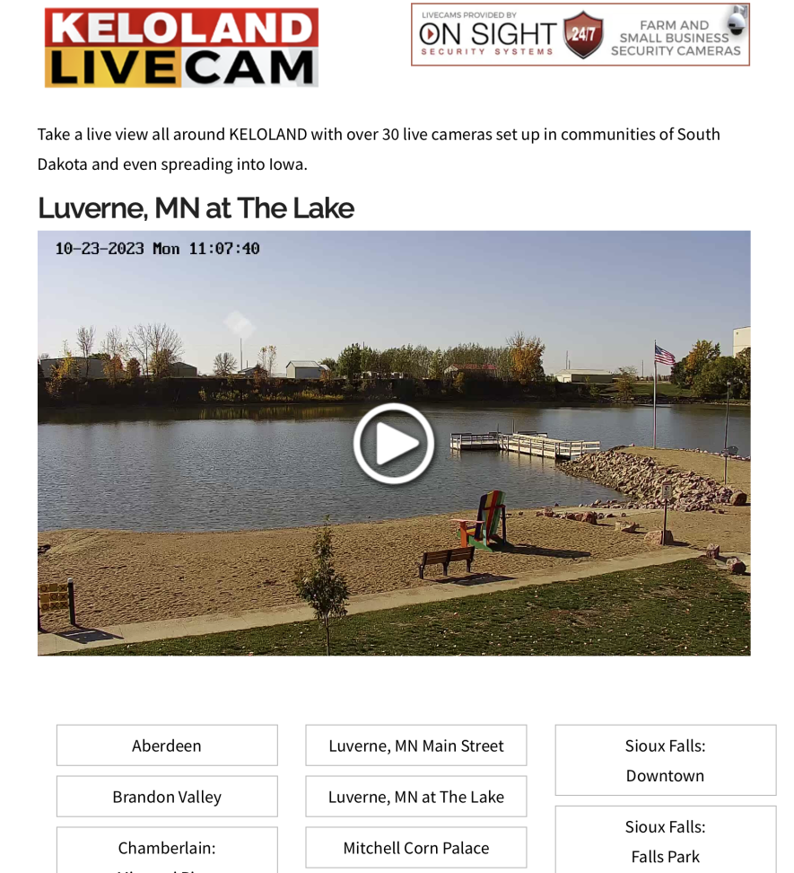 Live cameras are situated at The Lake, on Main Street facing east and at the power plant facing west on Main Street. The power plant camera is not yet live, but the other two are up.