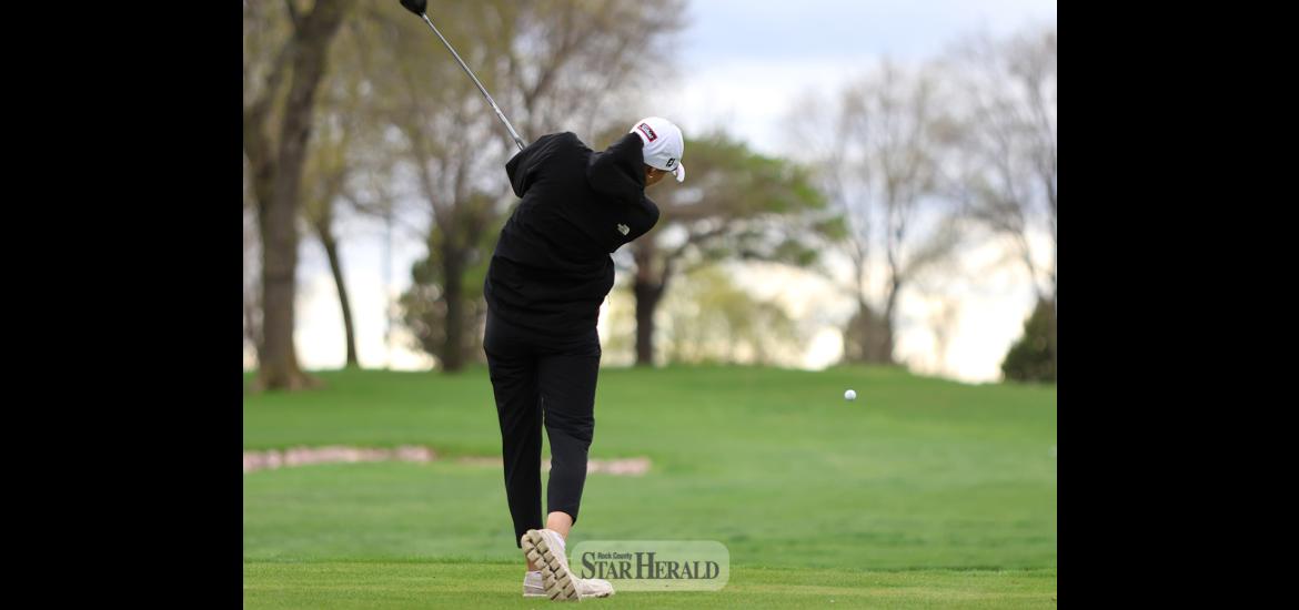 Senior Kiesli Smith tees off on No. 4 at the Luverne Country Club Monday, April 29. 