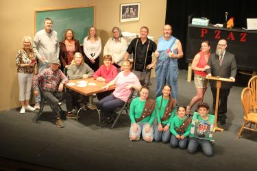 The Green Earth Players present “Knickers: A Brief Comedy” Friday-Sunday, Nov. 10-12, and Thursday-Sunday, Nov. 16-19, at the Palace Theatre in Luverne. Cast members include (front, seated, from left) Dean Luethje, Colette Hansen, Terri Ebert, Haley Boltjes, Lauren Peters, Sophie Nolz, Izzy Nolz, Rory Nolz, (back) Elaine Hansen, Gordie Hansen, DJ Luethje, Destini Bergstrom, Laura Luitjens, Scott Wessels, Jim Bartels, Denise Deitchman and Tyler Johnson. Mavis Fodness/Rock County Star Herald Photo