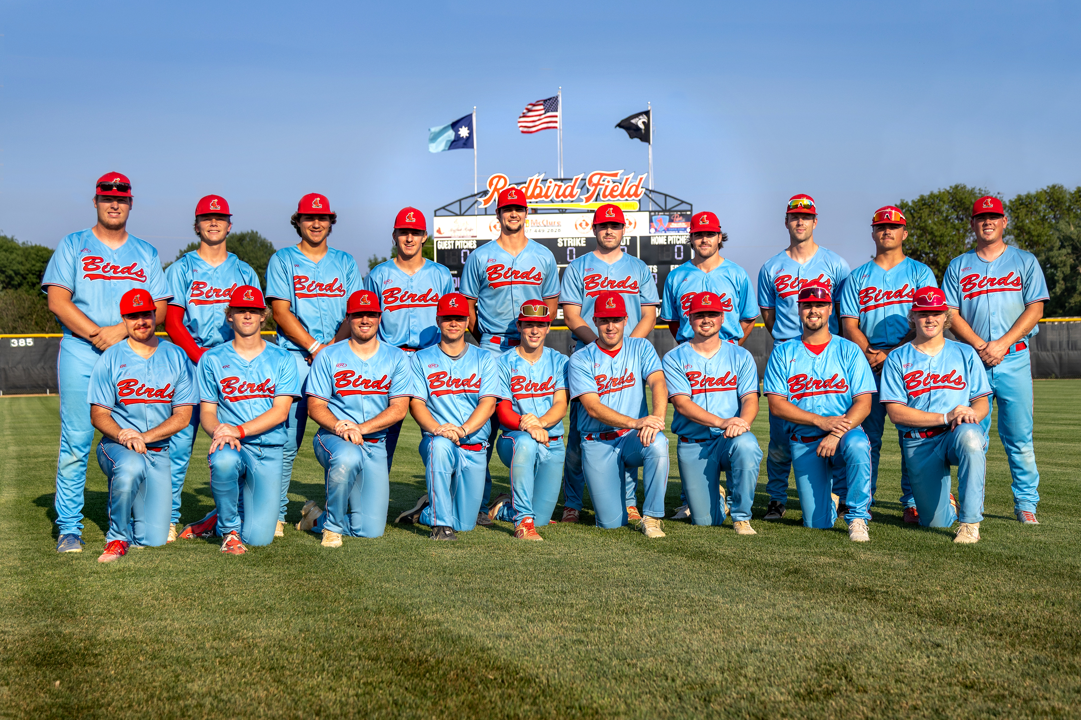 Luverne Redbirds team members are (front, left) Will Serie, Maddux Domagala, Ethan Beyer, Alex Schlosser, Blake Sauer, Casey Sehr, Cade Wenninger, Riley Sneller, Elliot Domagala, (back) Layke Miller, Josh Hansen, Landon Ahrendt, Carter Sehr, Jake Haugen, Ben Serie, Isaac Bonner, Derek Lundgren, Braydon Ripka and Skyler Wenninger. Not pictured: Mark Sterrett and Jacob Stroh.