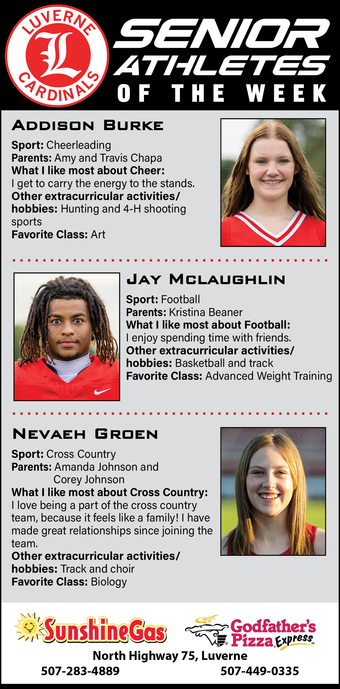 LHS Senior Athletes of the Week