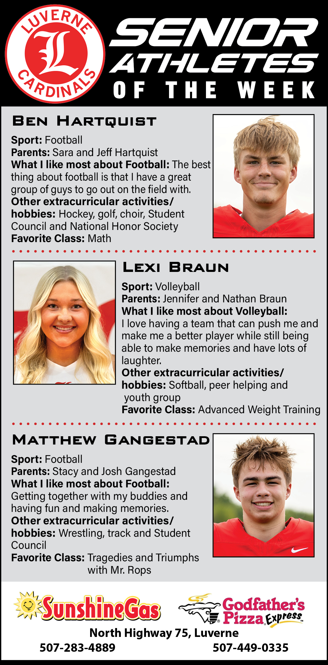 LHS Senior Athletes of the Week