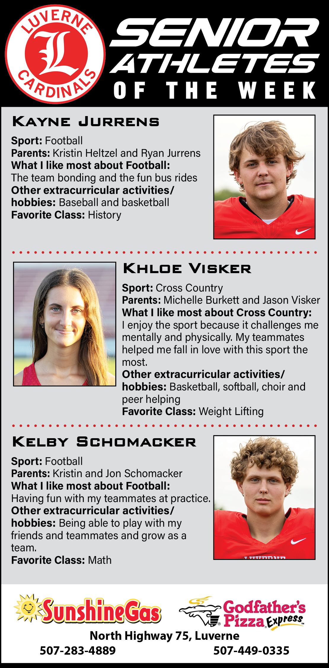 LHS Senior Athletes of the Week 