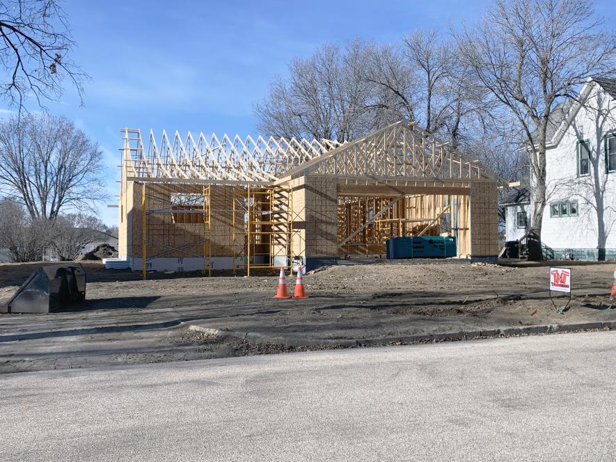 Luverne High School seniors enrolled in Today and Tomorrow’s Tradesmen, a vocational education program at Luverne Public Schools, are constructing the program’s third house at 409 N. East Park Street in Luverne in a partnership with the city of Luverne. Mavis Fodness/Rock County Star Herald Photo