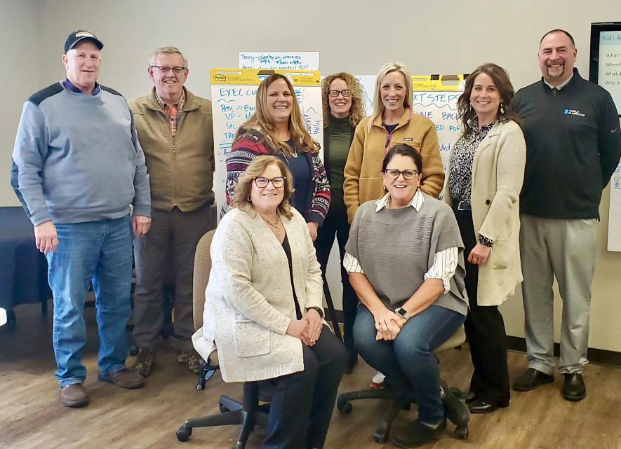 The Kids Rock! Child Care Board of Directors gathered on Tuesday, Jan. 16 for strategic planning. Pictured are (front, from left) LaDonna Van Aartsen, Emily Crabtree, (back) Merlin Cleveringa, Pat Baustian, Karen Willers, Cindy Peterson (with Maximizing Excellence), Holly Sammons, Tammy Loosbrock and Jason Phelps. Submitted Photo