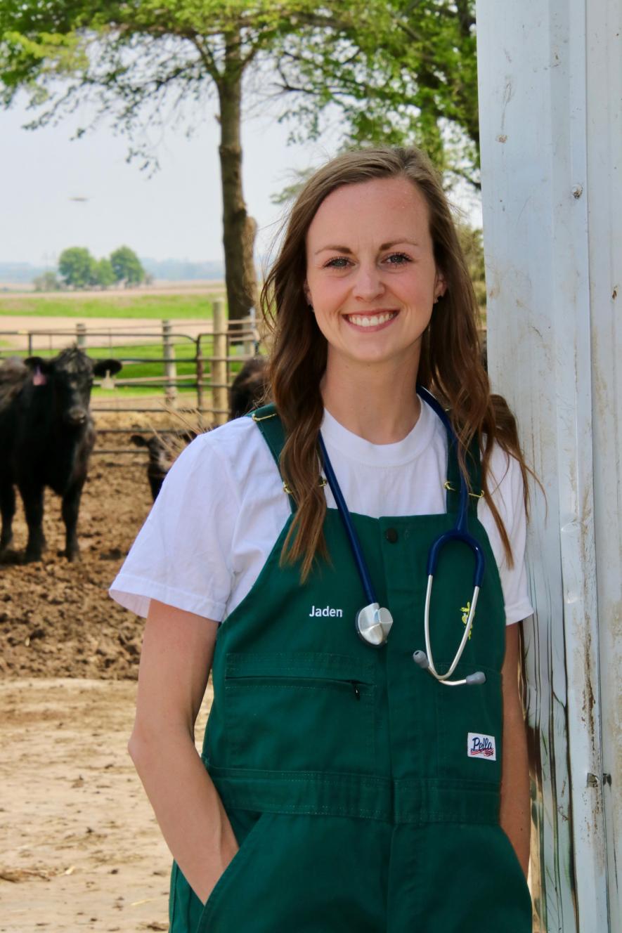 Dr. Jaden Austin started last week with Rock Veterinary Clinic, Luverne, handling both large and small animal veterinary medicine. She works with existing staff veterinarians Dr. Erin deKoning, Dr. Jason Johnson and Dr. Michelle Engen. Austin is pictured with cattle owned by her parents, John and Angela Bly, rural Garretson.