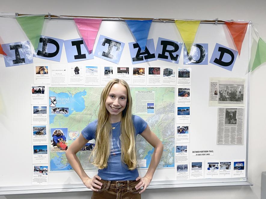 Luverne Middle School student Inge Gangestad’s poem will be read Feb. 29 at the Iditarod Mushers Banquet in Willow, Alaska, the start of the 975-mile sled dog race. Her poem will also travel with a musher to Nome, Alaska, where it will be postmarked and mailed back to Luverne. Submitted photo