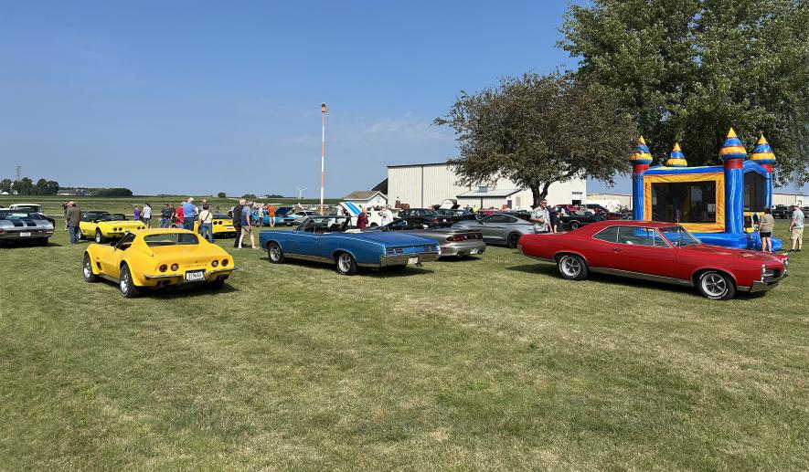 The fly-in, drive-in pancake breakfast at Luverne Municipal Airport Saturday morning included an all-you-can-eat breakfast, displays of 28 airplanes and roughly 50 classic cars, skydiving and children’s plane rides with the Young Eagles — more than 50 kids with four planes. Mavis Fodness/Rock County Star Herald Photo