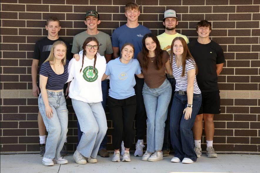 Hills-Beaver Creek Secondary School celebrates “Home Sweet Homecoming” Oct. 7-11 beginning with the crowning of a homecoming king and queen. Gracie Wilhelmi and Beau Bakken are coronation hosts. Candidates pictured are (front, from left) Harli Rozeboom, Gracie Fagerness, Wilhelmi, Emma Deelstra, Bailey Spykerboer, (back) Lukas Hubbard, Cameron Allen, Bakken, Gate Lacey and Talon Steensma. Contributed Photo