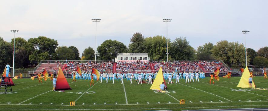 Brandon-Valley High School performed its field show called “Solstice” Saturday afternoon in front of the Luverne High School grandstand for the 72nd Annual Tri-State Band Festival. The group earned a first-place trophy in Class AAAA for their performance. Brandon also took the field sweepstakes trophy along with the People’s Choice award in the field competition. Mavis Fodness/Rock County Star Herald Photo