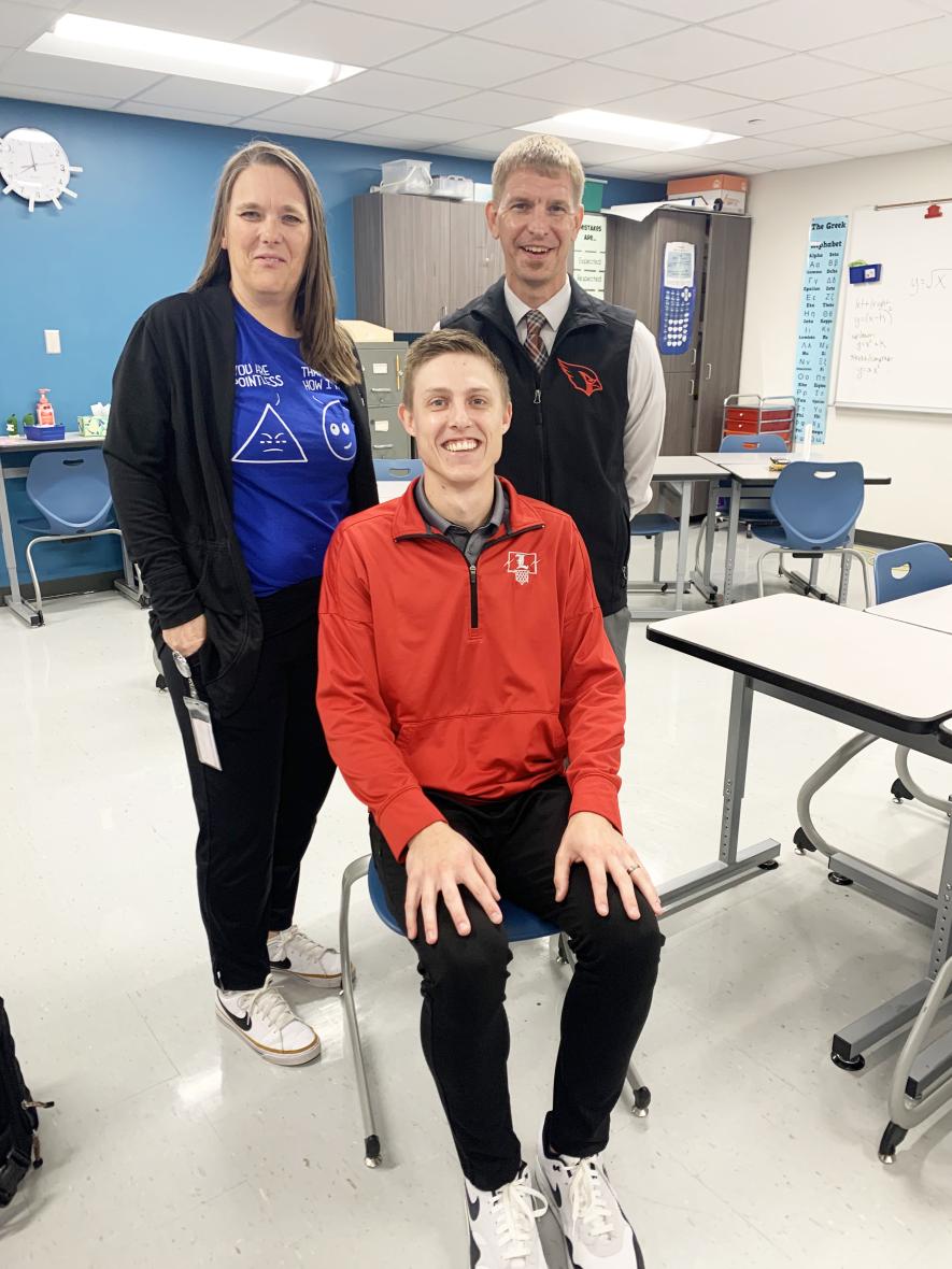 The Luverne High School math department is comprised of Cole Meester (seated), Becky Rahm (back, left) and Peter Janiszeski. Mavis Fodness/Rock County Star Herald Photo