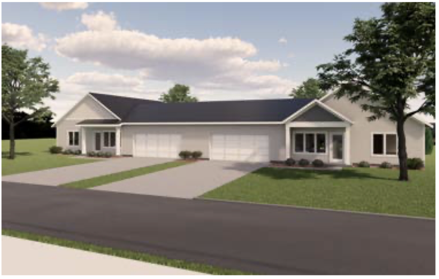 The single-family units will be three-bedroom, two-bathroom, two-car garage, single-level twin homes with one shared wall. 
