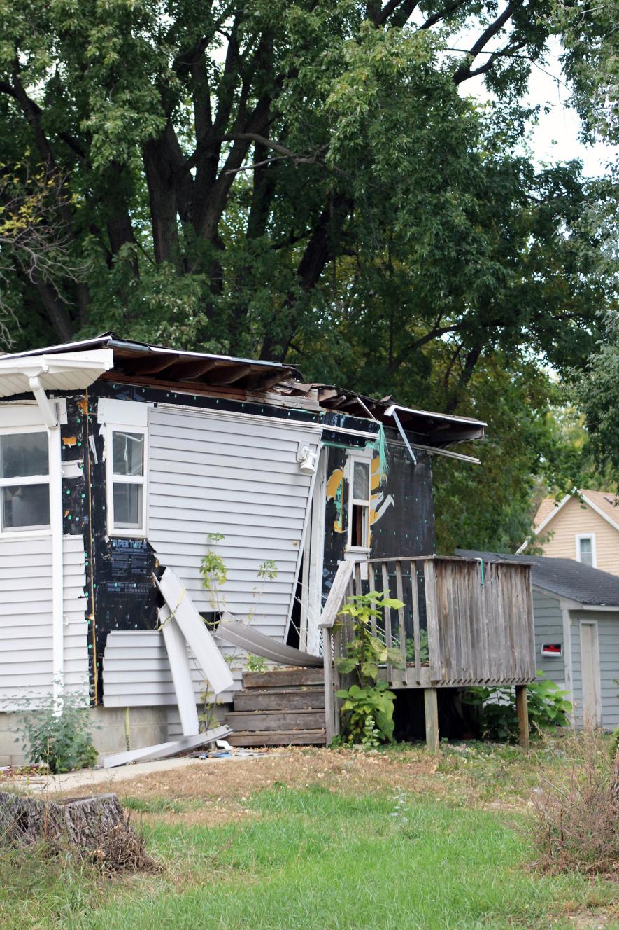 A tree fell on the roof at 207 First St. West during an extreme wind event in 2021. While the tree was removed, the roof and damaged doors and windows were never repaired, leaving the home, owned by Nicole Halverson of Kenneth, open to the weather, rodents and other pests. Mavis Fodness/Rock County Star Herald Photo
