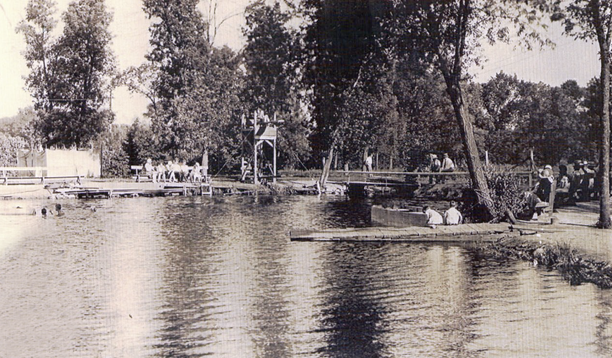 City support for a local pool dates back to June of 1922, when the fire department deepened the riverbed by the dam to create a swimming pool. Improvements included a spring board, lights and dressing room quarters. That summer there were 400 to 600 daily swimmers.