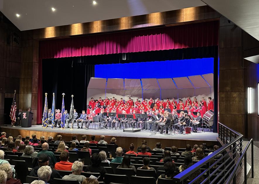 Luverne High School Principal Ryan Johnson emceed the program, which included music by the Luverne High School band and choir. Rock County Color Guard included representatives from local American Legion and VFW groups. Lori Sorenson/Rock County Star Herald Photo
