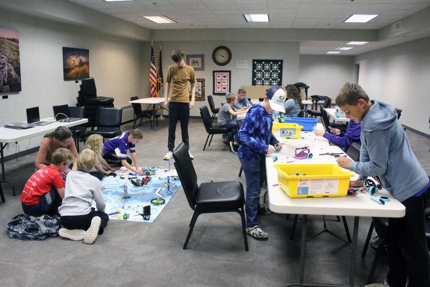 Practice for youth enrolled in the LEGO robotics program through Rock County 4-H takes place Sundays in the basement of the Rock County Library. The 12 youth are divided into two teams, which are preparing for the First LEGO League competition in early December in Sioux Falls. Mavis Fodness/Rock County Star Herald Photo