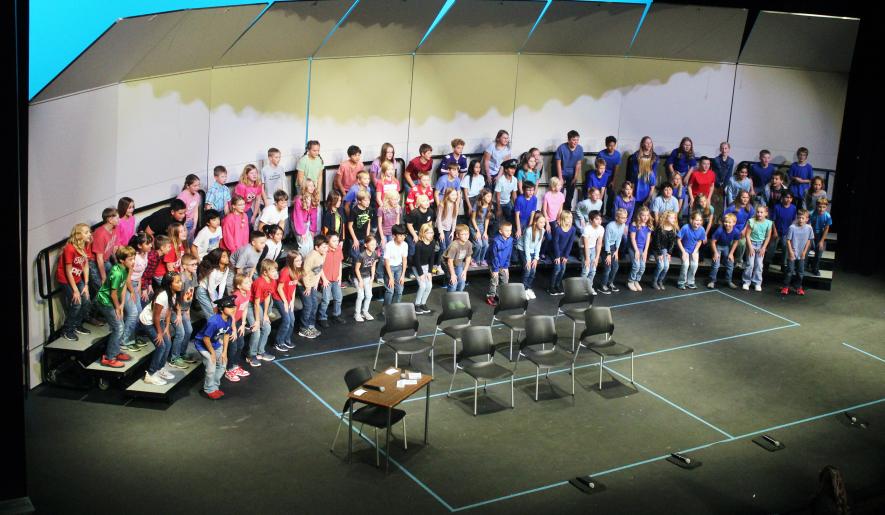 Fourth-graders perform “I Don’t Believe in Phantoms” as a close to their performance of “Phantom of the Music Room.” Mavis Fodness/Rock County Star Herald Photo