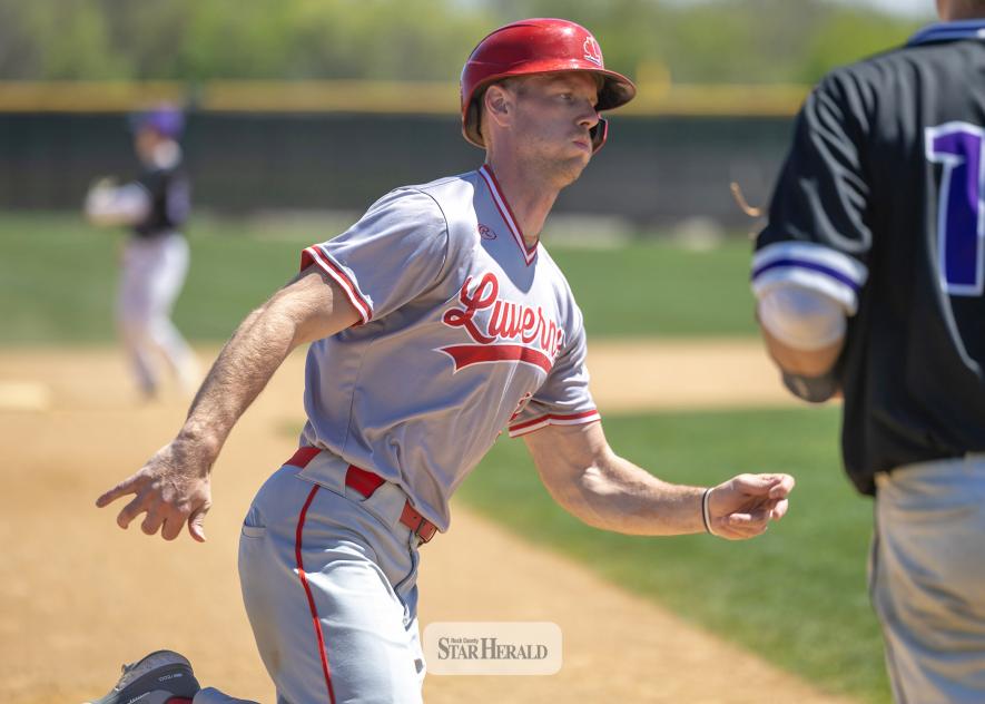 Greg Hoogeveen photo/redbirds1 Redbirds Derek Lundgren rounds third base against Lakefield Sunday, May 10, in Luverne. Luverne wins their opening game of the season 12-2 to start off their 2026 campaign.