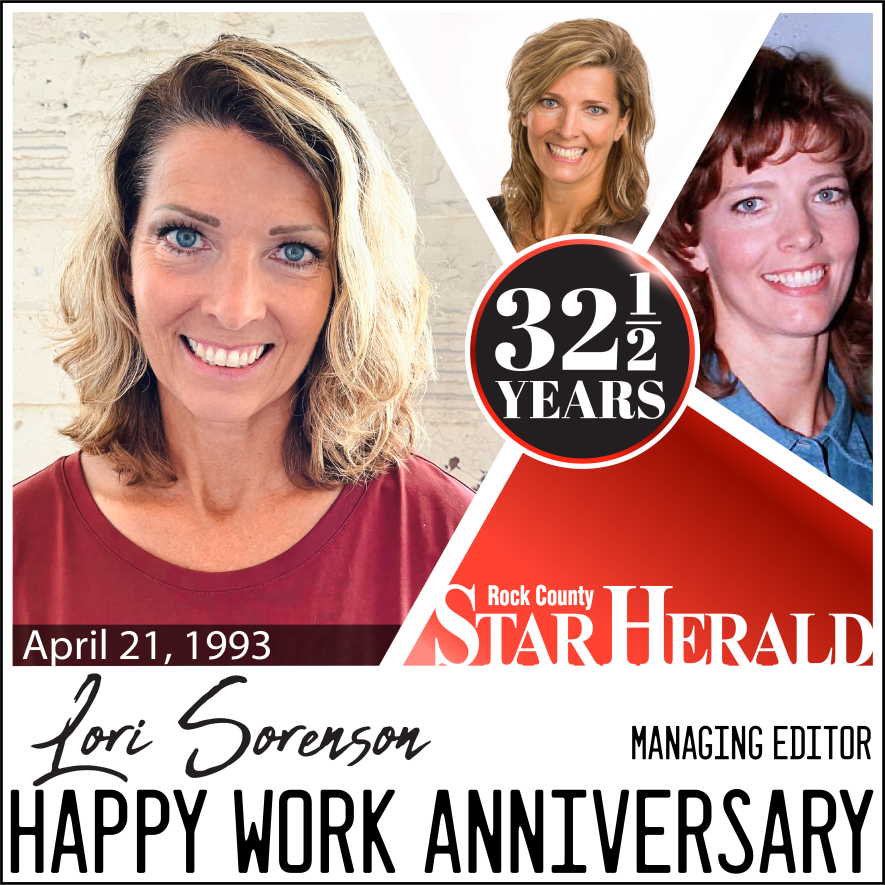 Lori Sorenson celebrates 32 1/2 years at the Star Herald on October 21. 