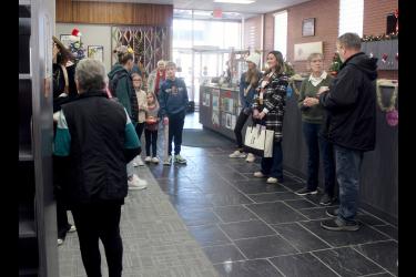 Friends and family gather at the Rock County Community Library Friday afternoon in honor of Barb Verhey (second from right), who officially retired when the library closed at 5 p.m. that day. She worked at the library for 48 years. Mavis Fodness/Rock County Star Herald Photo