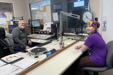 Each Thursday morning during the National Football League season, K101 radio morning announcer Rick Freitag (left) invites his grandson, Thaddeus Ginn, to talk about that week’s selected games, where Ginn has picked a winner. The segment called “Thursdays with Thaddeus” is aired at 9:45 a.m. Thursdays. KQAD radio morning announcer Max Hodgdon also selects his winners. Ginn holds a two-game bragging rights advantage as the NFL enters the conference playoffs. Mavis Fodness/Rock County Star Herald Photo