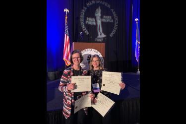 Rock County Star Herald reporter Mavis Fodness (left) and Star Herald production manager and designer Heather Johnson attended the 2025 Minnesota Newspaper Association Convention in Bloomington Jan. 29-31 to accept Better Newspaper Contest awards on behalf of the Star Herald. They also participated in annual MNA training and industry information seminars.