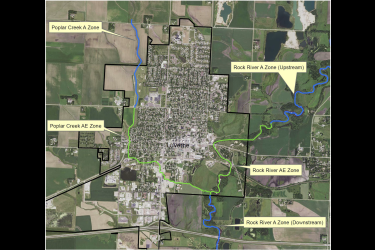 In the city of Luverne, the Minnesota Department of Natural Resources will update the hydrology maps involving Poplar Creek (left) and the Rock River (right) that will include the effect of the retention projects constructed in the 1990s for flood storage.