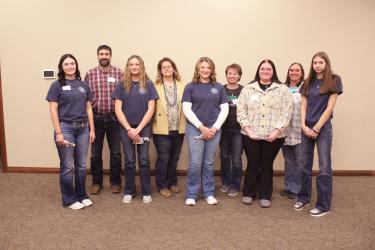 Advising the 4-H program in Rock County for the next year are youth Federation officers and adult representatives (front row, left) Aubrey Van Belle, Paige Blom, Peyton Blom, Klarissa Burkman, Kailee Sandbulte, (back) Michael Bos, Theresa Raak, Michele Kruse and Allyson Van Belle. Mavis Fodness/Rock County Star Herald Photo