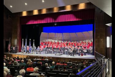 Luverne High School Principal Ryan Johnson emceed the program, which included music by the Luverne High School band and choir. Rock County Color Guard included representatives from local American Legion and VFW groups. Lori Sorenson/Rock County Star Herald Photo