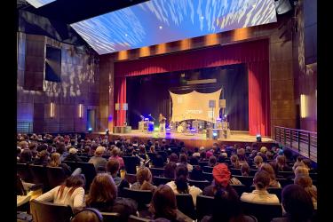 Motivational speaker Terrence Talley addresses Luverne students and faculty Friday in the school performing arts center. Lori Sorenson/Rock County Star Herald Photo