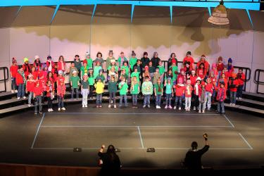 Third-grade students open their program with “Hear Them Ring.” Mavis Fodness/Rock County Star Herald Photo