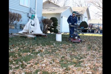 For Luverne resident David Iverson, the near-record December temperatures over 50 degrees with no snow cover meant he dug out his lawn mower. Mavis Fodness/Rock County Star Herald Photo