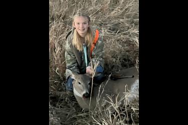 Renae DeKam harvested a doe in the Blue Mounds State Park special youth hunt Saturday, Nov. 18