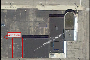 This drawing shows the planned 30-by-60-foot addition planned for the west side of the current History Center. It will provide a needed expansion to the center’s climate-controlled storage areas to preserve negatives and other items. Submitted graphic