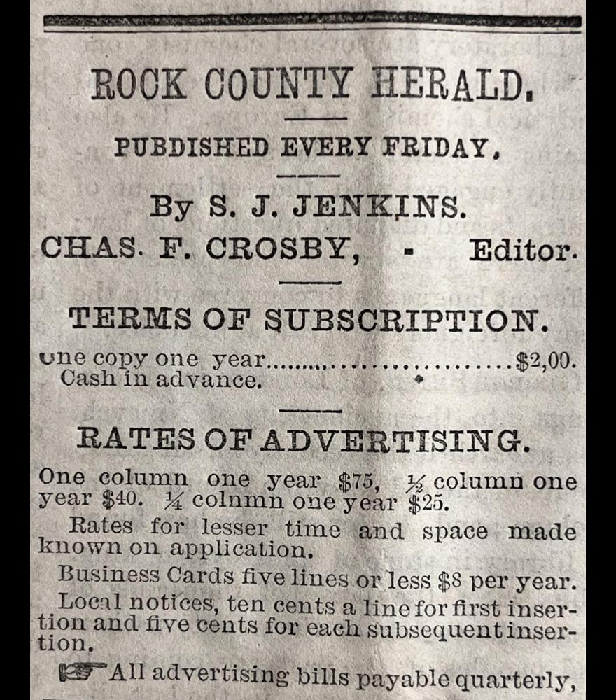 Rock County Herald $2 a year