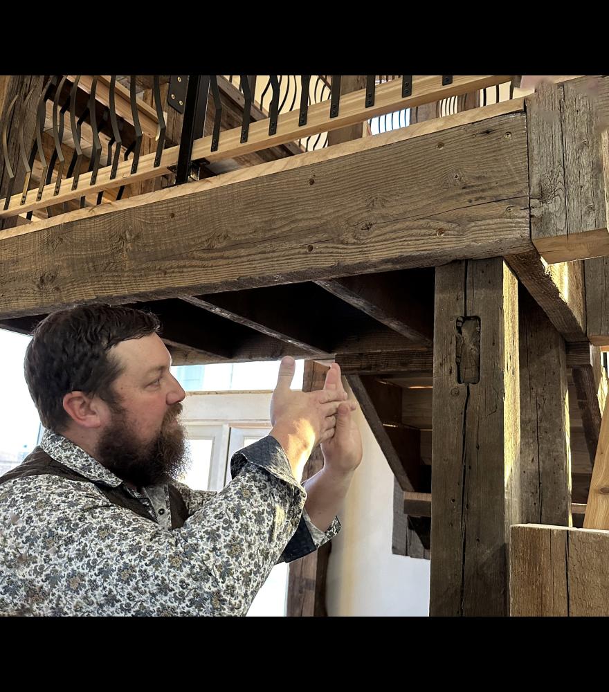 Wood for the loft came from a barn that was knocked over at Sean McFarland’s farm near Beaver Creek. A 100-year-old ash tree from the farm was cut down and milled for the loft stairs and for tasting room tables.